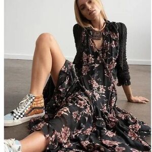 Free People Feeling Groovy Border Floral Maxi Dress, S